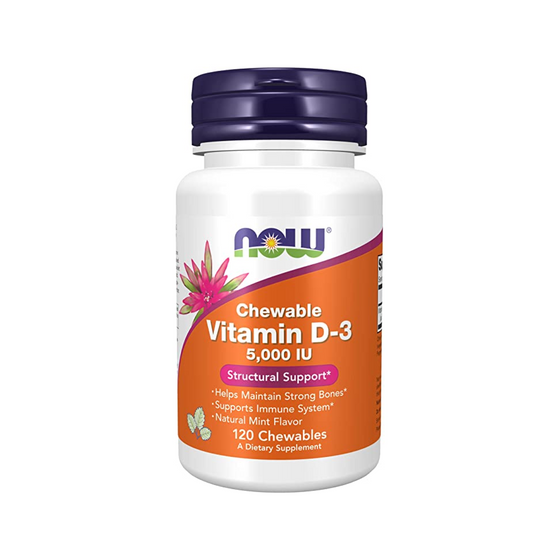 NOW Vitamin D-3 5000 IU 120 sugtabletter mintsmak