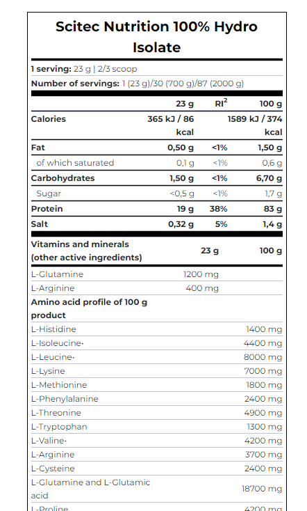 Scitec Nutrition 100% Hydro Isolate 2kg - Vanilj