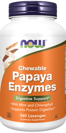  NOW Papaya Enzyme 360 sugtabletter (EJ SVENSK ETIKETT)
